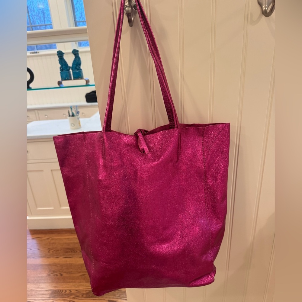 Vibrant Metallic Fuchsia Tote Bag